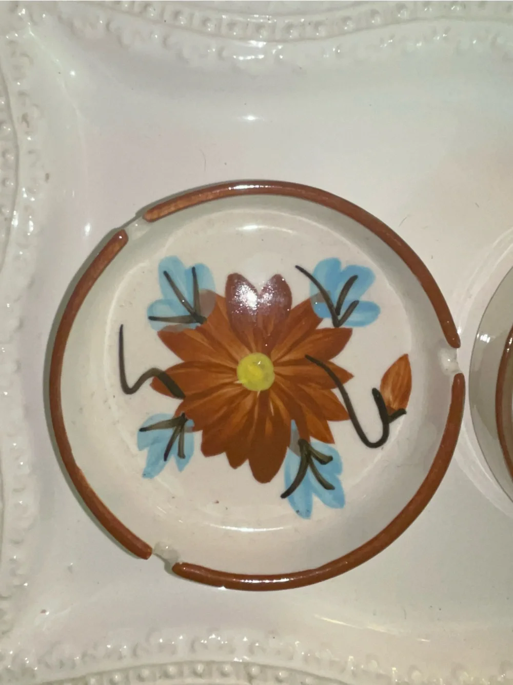 Vintage BOHO/Cottage Core Ceramic 1960-1970s Floral Ceramic Ashtray